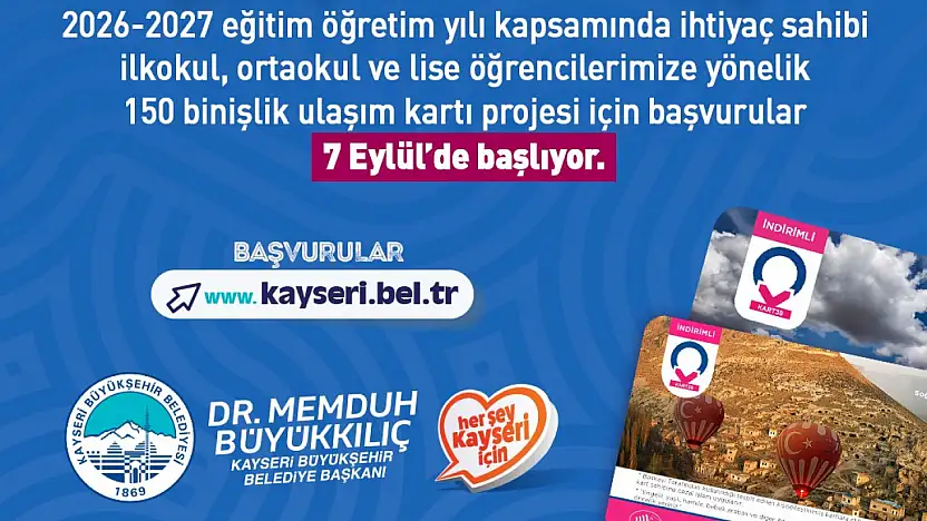 Öğrencilere ulaşım kartı başvuruları 7 Eylül'de başlıyor