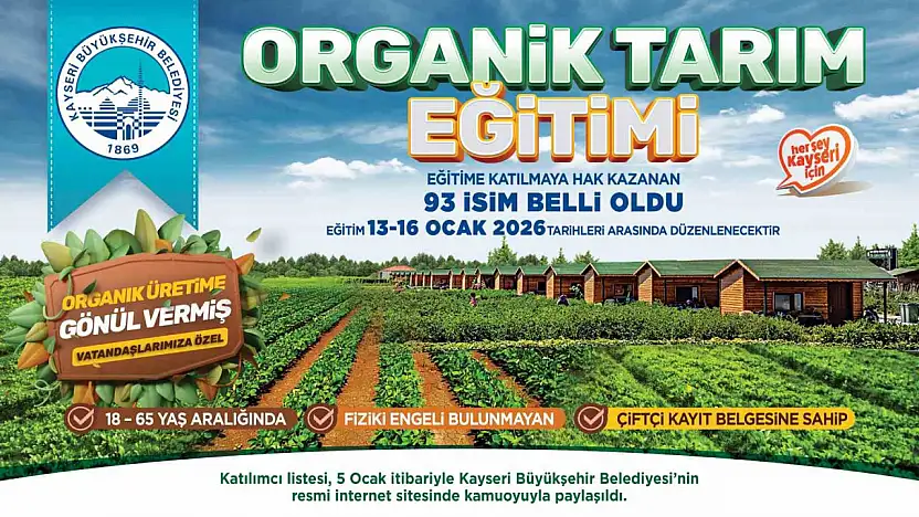 Organik Tarım Temel Eğitim Programı'na katılmaya hak kazananlar açıklandı