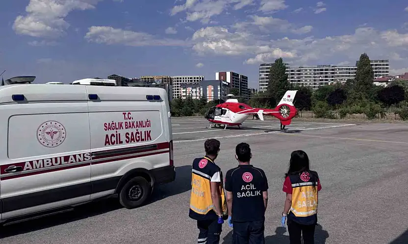 Ambulans helikopter beyin kanaması geçiren hasta için havalandı
