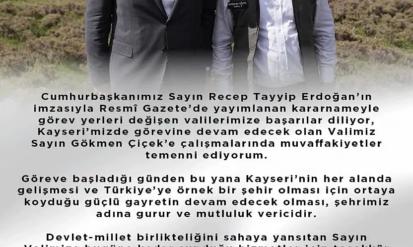 Başkan Okandan: 'Birlik ve beraberlik içinde Kayseri'miz için çalışmayı sürdüreceğiz'