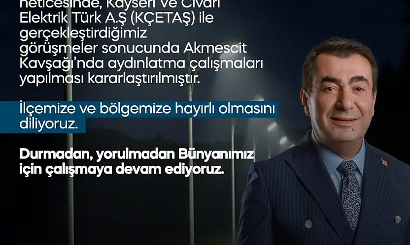 Bünyan'da Akmescit Kavşağı aydınlatılacak