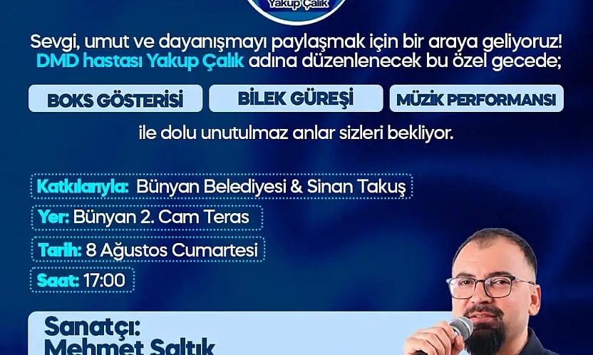 Bünyan'da hasta çocuk için dayanışma gecesi düzenlenecek