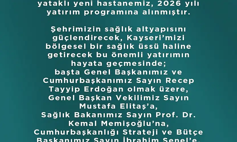 Hüseyin Okandan: '800 yataklı yeni hastanemiz hayırlı olsun'