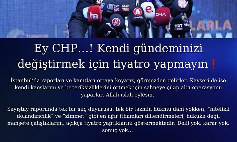 Hüseyin Okandan: 'Ey CHP, kendi gündeminizi değiştirmek için tiyatro yapmayın'