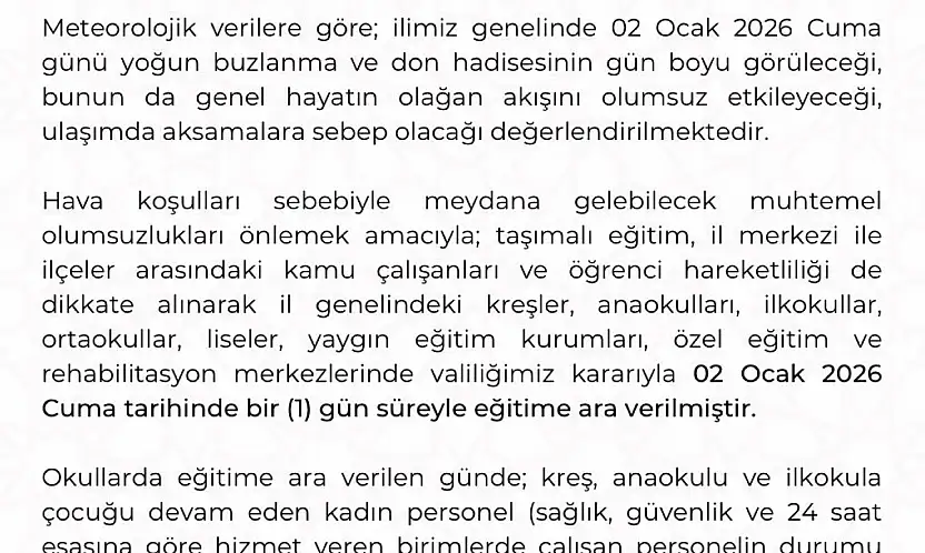 Kayseri'de eğitime kar engeli