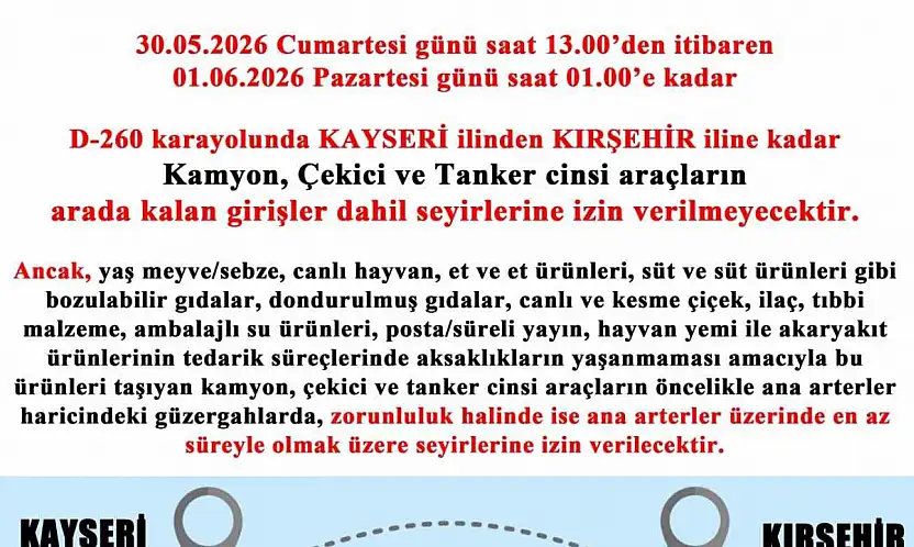 Kayseri'de tatil dönüşü trafik yoğunluğuna emniyetten önlem
