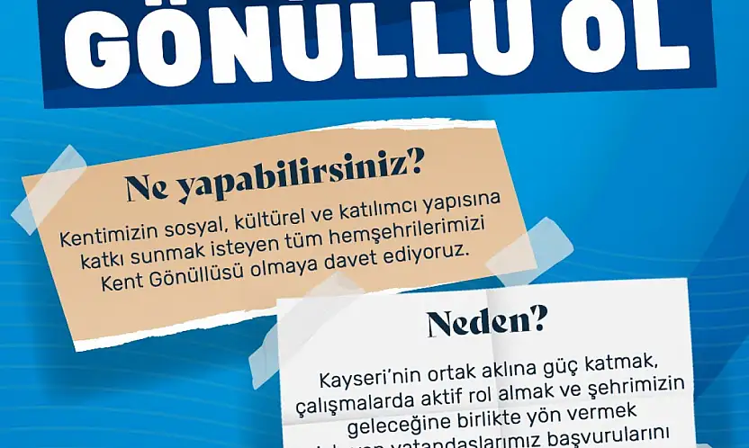 Kayseri Kent Konseyi'nde Kent Gönüllüleri Başvuruları başladı