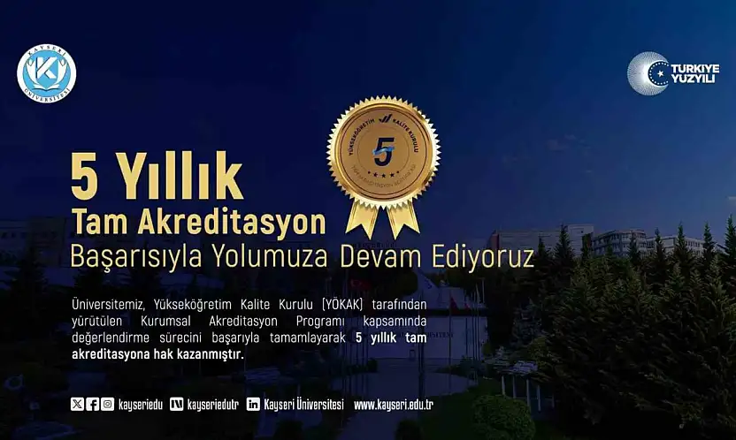 Kayseri Üniversitesi 5 yıllık tam akreditasyon almaya hak kazandı