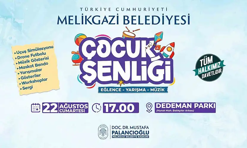 Melikgazi'de çocuk şenliği başlıyor