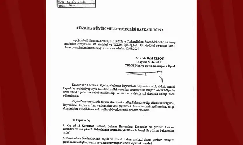 MHP'li Ersoy: 'Bayramhacı yeniden Kayseri turizmine kazandırılmalı'