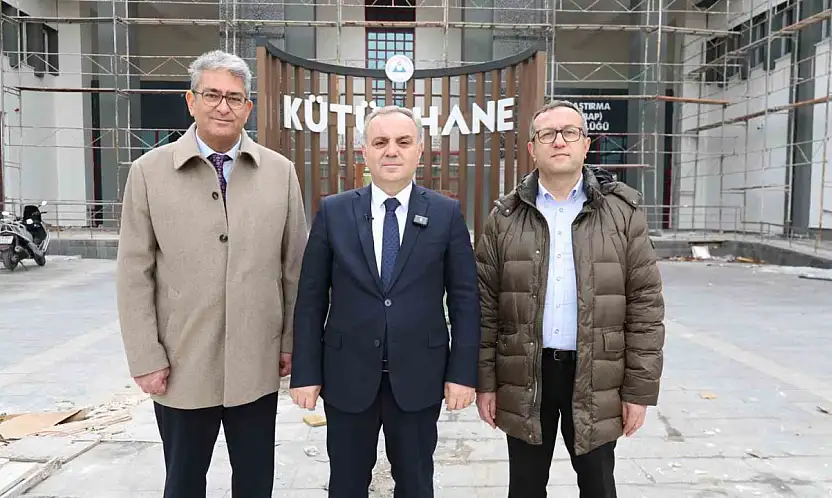Rektör Prof. Dr. Altun, yenileme çalışması devam eden kütüphane binasını inceledi