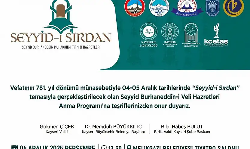 Seyyid Burhaneddin, vefatının 781. yıldönümünde anılacak