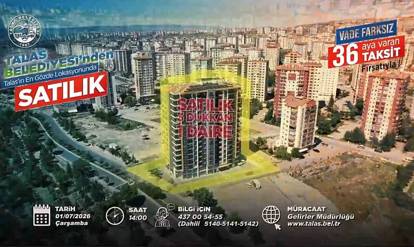Talas'ta konut, ticaret ve villa arsa fırsatı bir arada